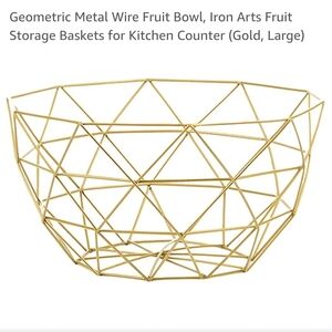 2 Geometric Gold Metal Wire Fruit Bowl